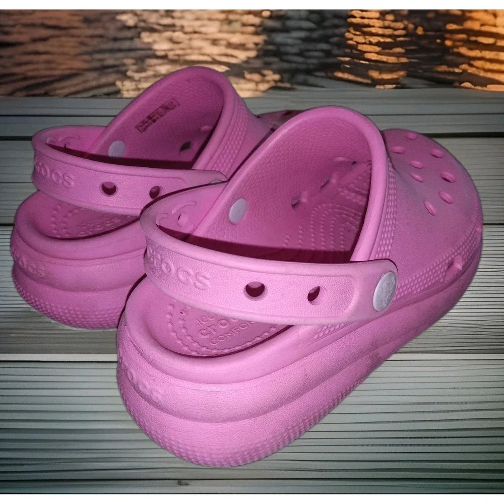 Crocs Classic Crush Clog‎ Pink Sz C13 Platform Shoes Iconic Girls 13